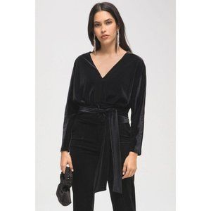 NWT Good American black ribbed velvet dolman velour dress up or down top